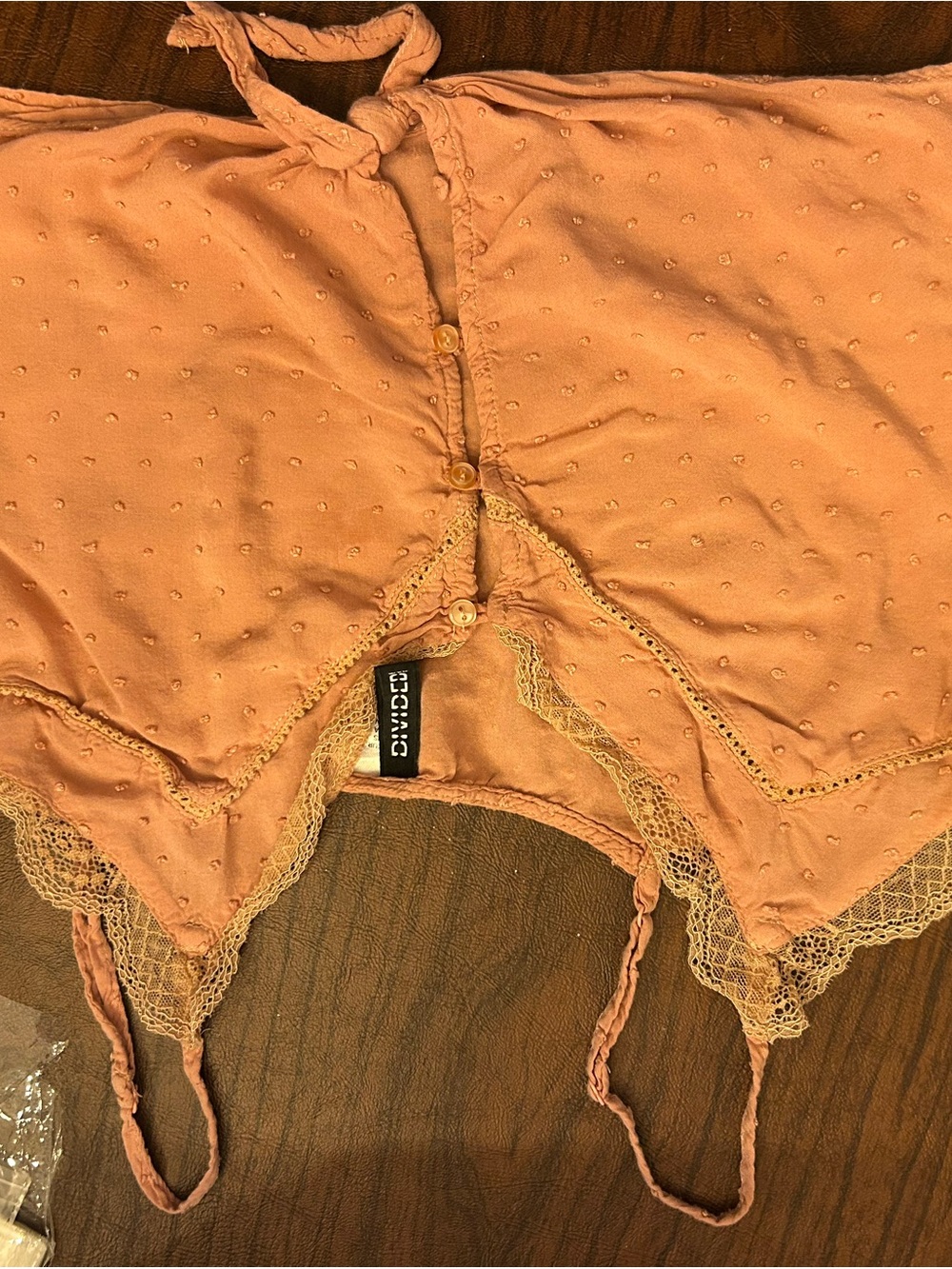 Divided Peach Lace-Trim Camisole